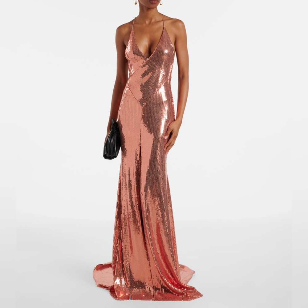 Sequin V-Neck Gown